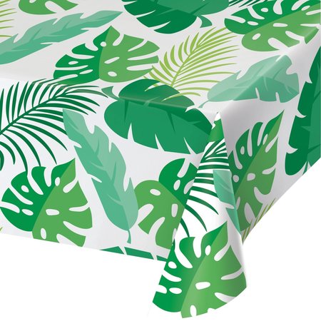 CREATIVE CONVERTING Palm Leaves Plastic Tablecloth, 108"x54", 6PK 346629